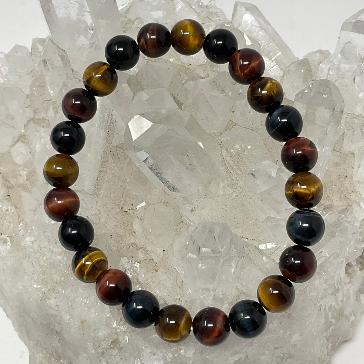 Multi-Color Tiger Eye 8mm Round Bracelet