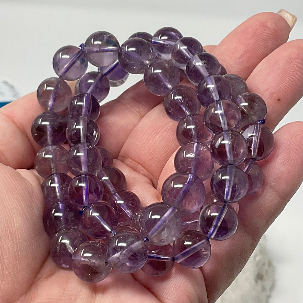 Pink Amethyst 9mm-10mm Round Bracelet