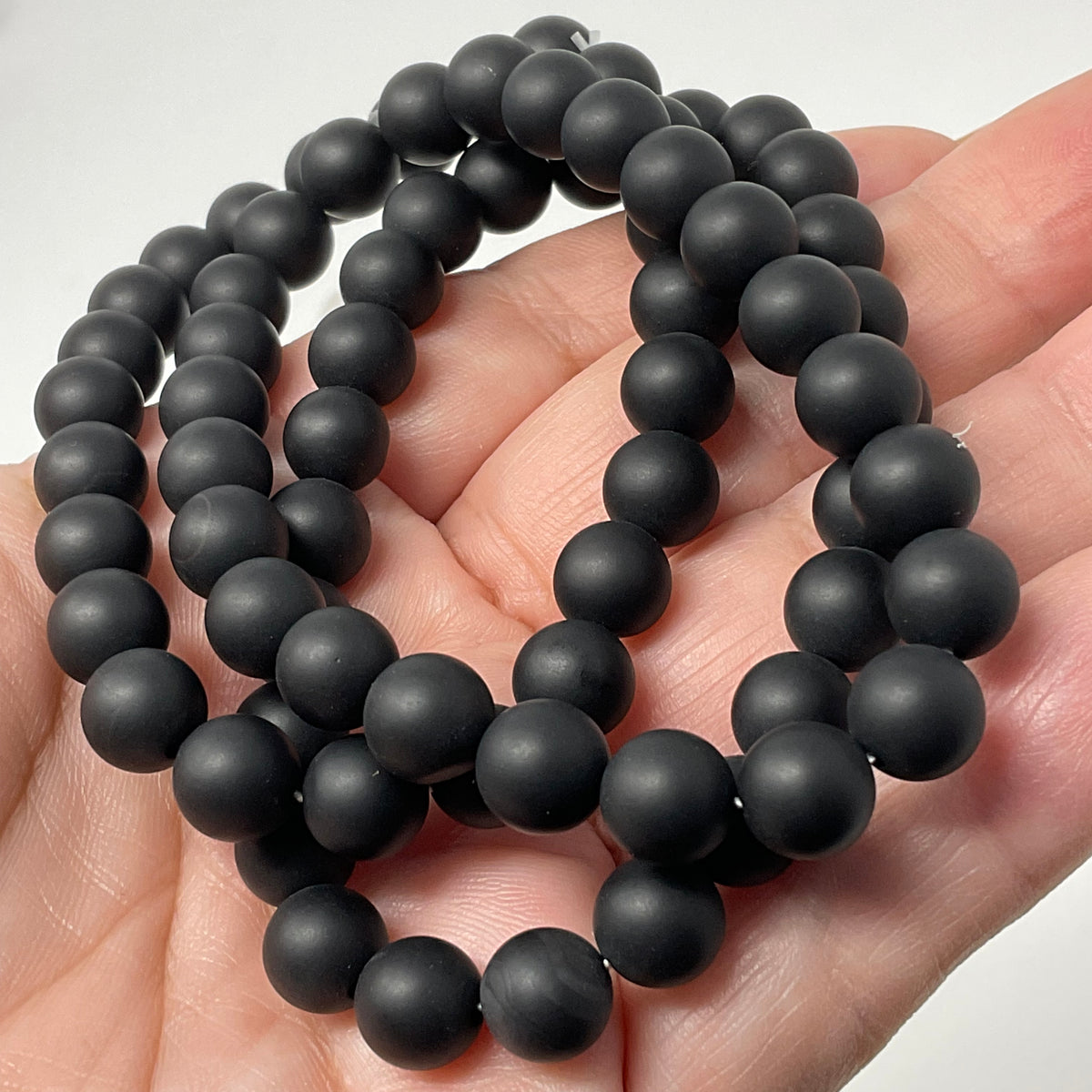 Black Tourmaline Matte Finish 8mm Round Bracelet