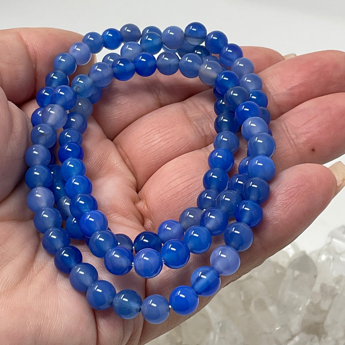 Blue Agate 6mm Round Bracelet