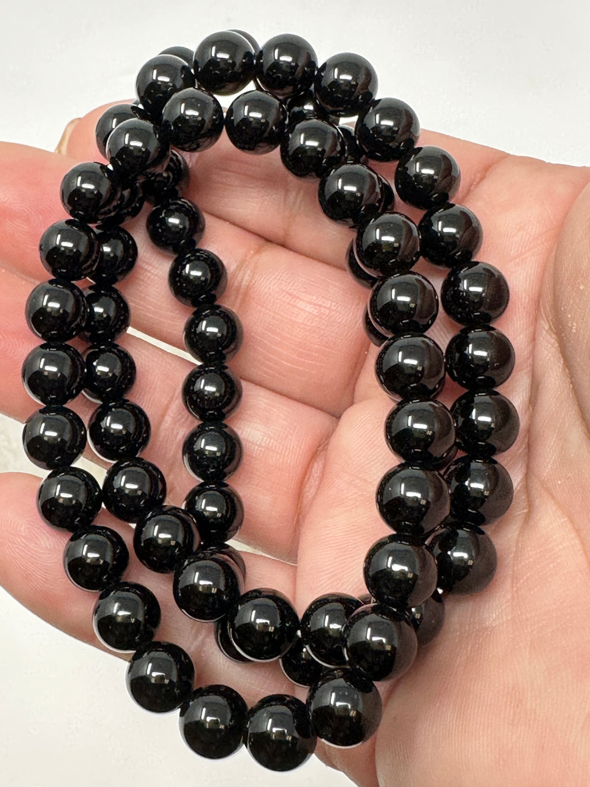 Black Agate 8mm Round Bracelet