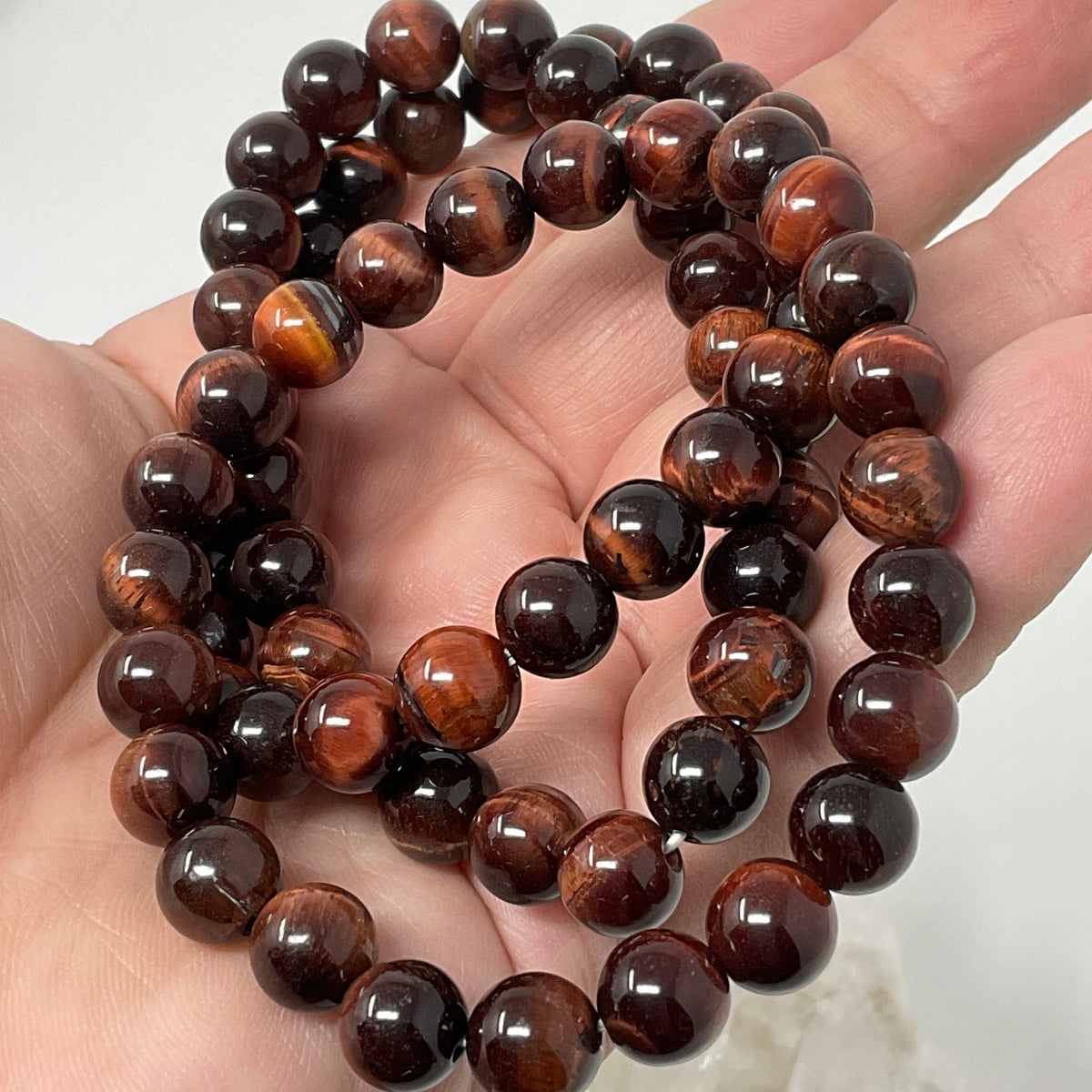 Red Tiger Eye 8mm Round Bracelet