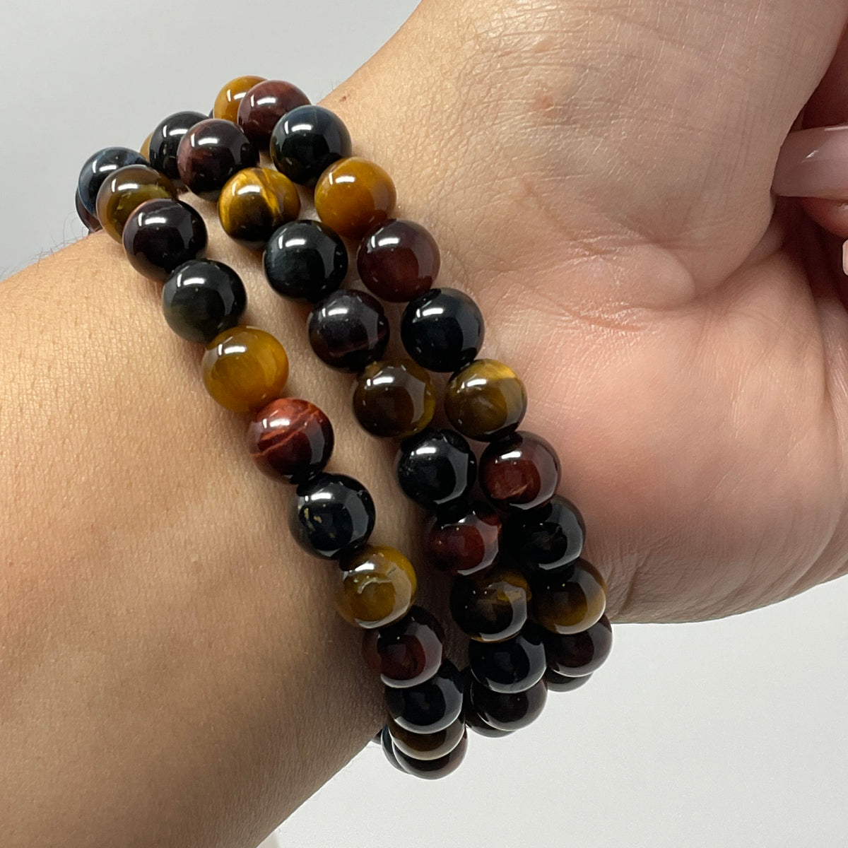 Multi-Color Tiger Eye 8mm Round Bracelet