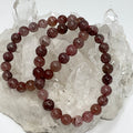 Strawberry Quartz 8mm 2-Piece Round Bracelet Set - WorldWideMinerals-beads