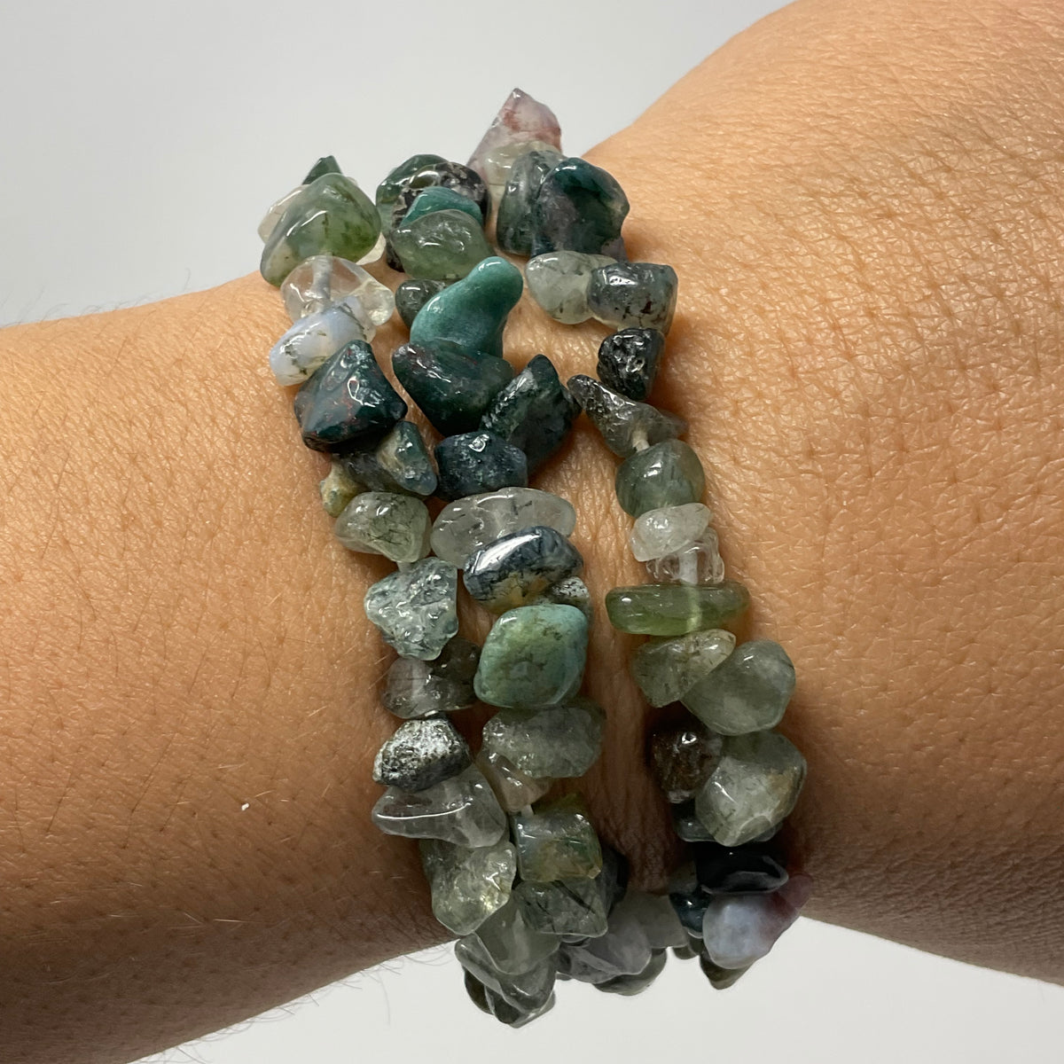 Moss Agate Chip Bracelet