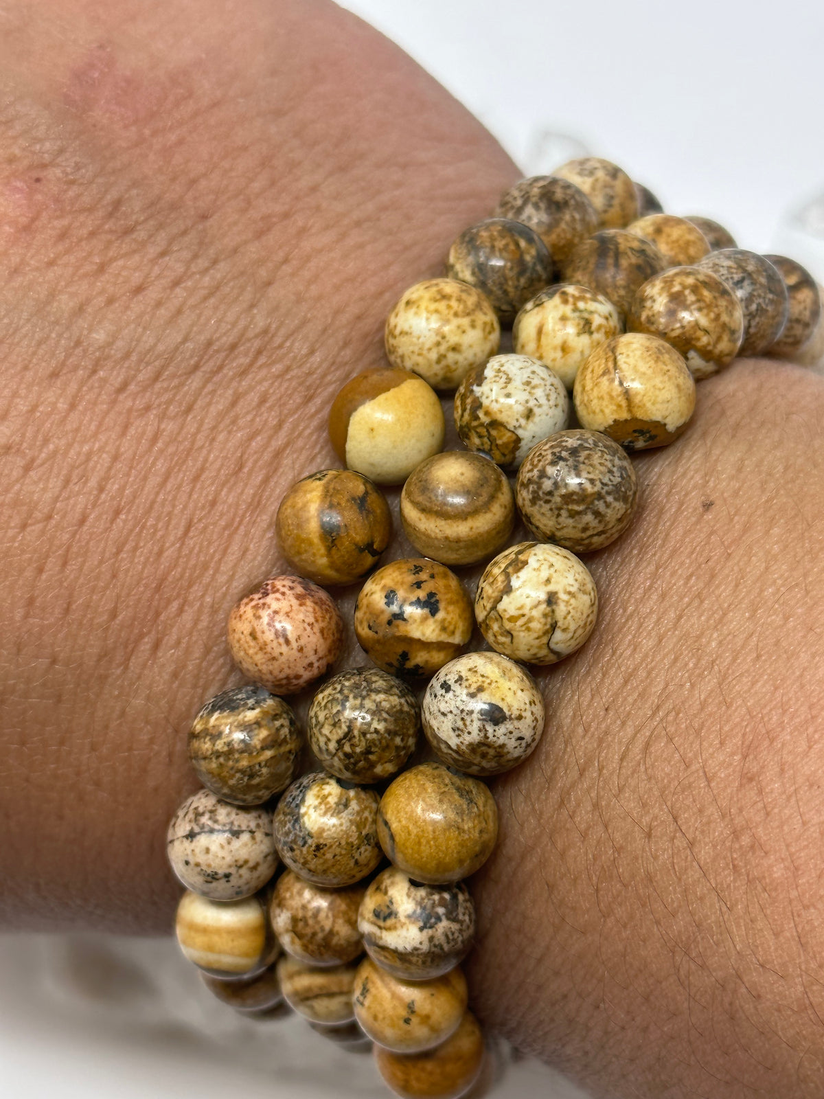 Picture Jasper 8mm Round Bracelet