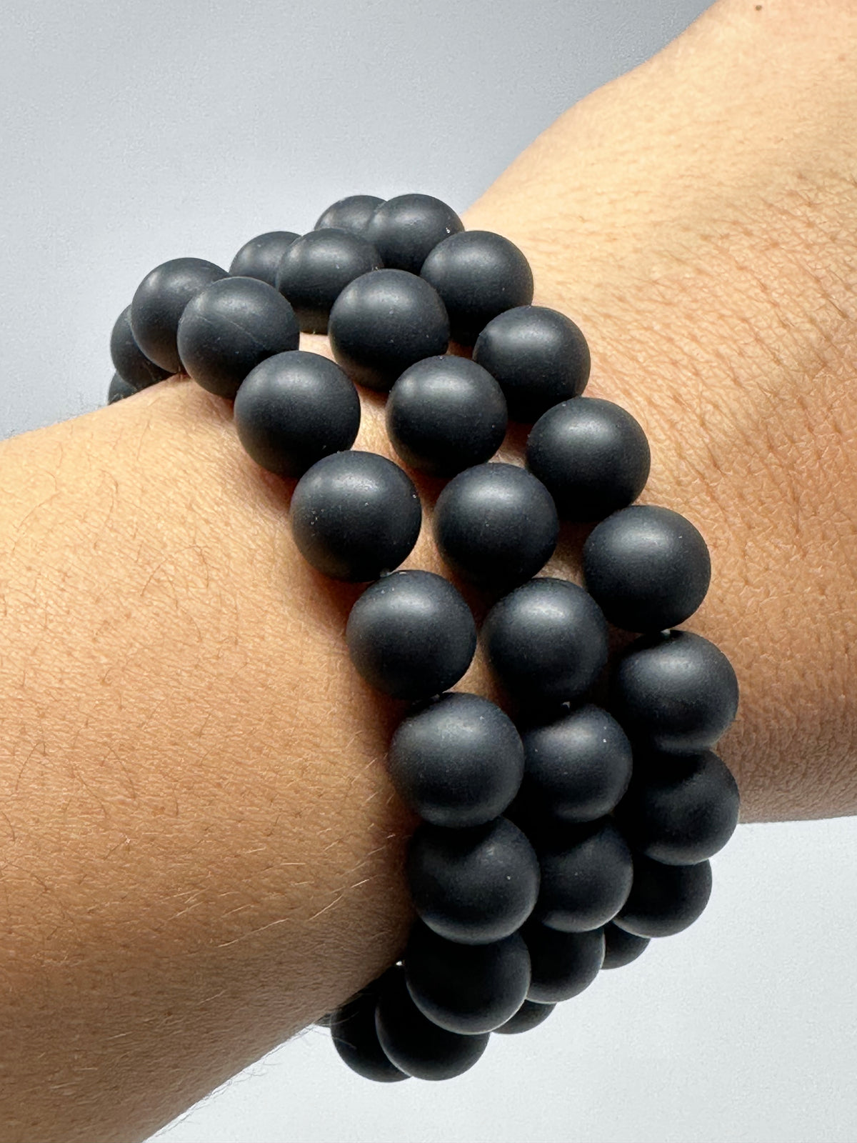 Black Agate Matte Finish 10mm Round Bracelet