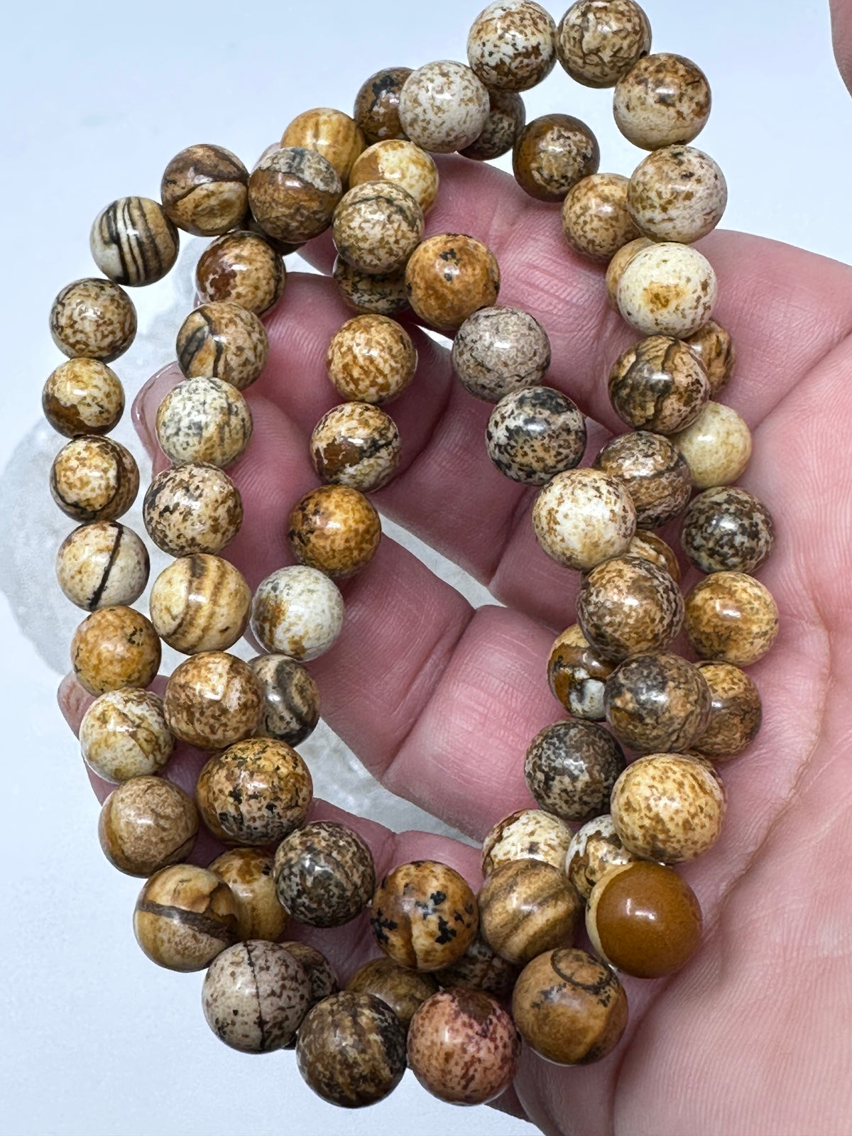 Picture Jasper 8mm Round Bracelet