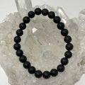 Black Tourmaline Matte Finish 8mm Round Bracelet - WorldWideMinerals-beads