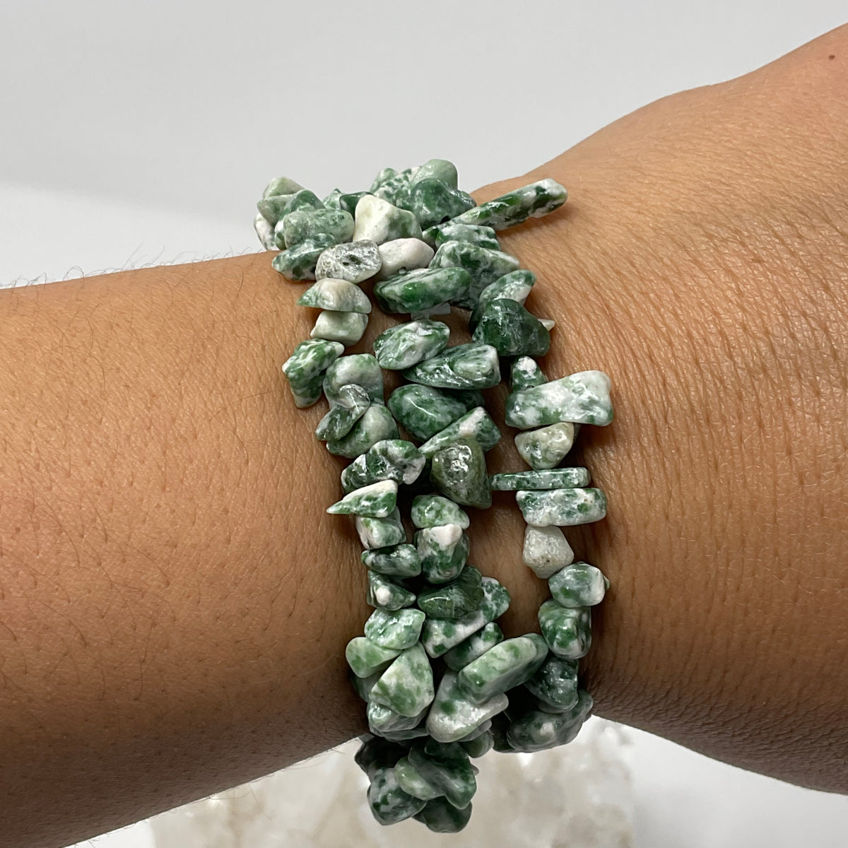 Green Spot Jasper Chip Bracelet