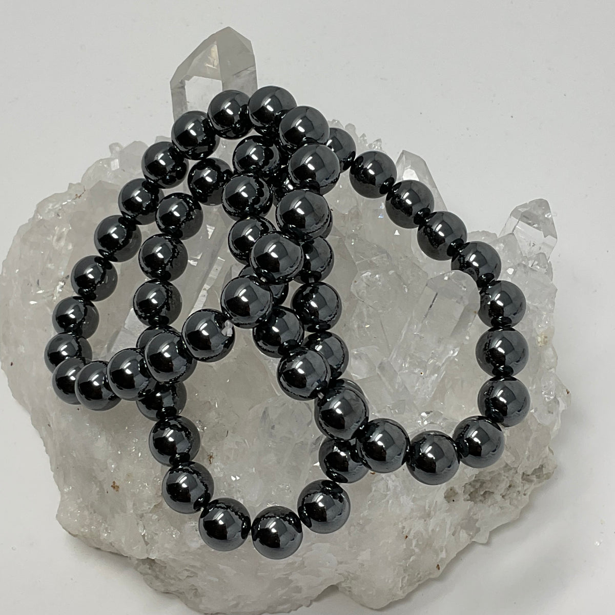 Hematite 10mm 3-Piece Round Bracelet Set