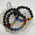 Chakra With Lava 10mm 3-Piece Round Bracelet Set - WorldWideMinerals-beads