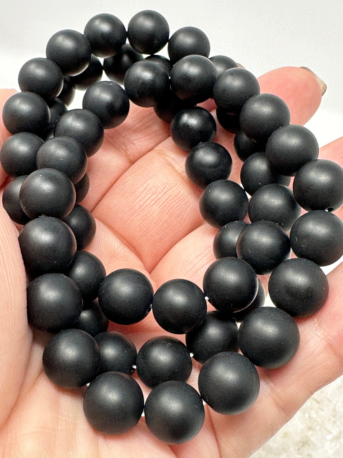 Black Agate Matte Finish 10mm Round Bracelet