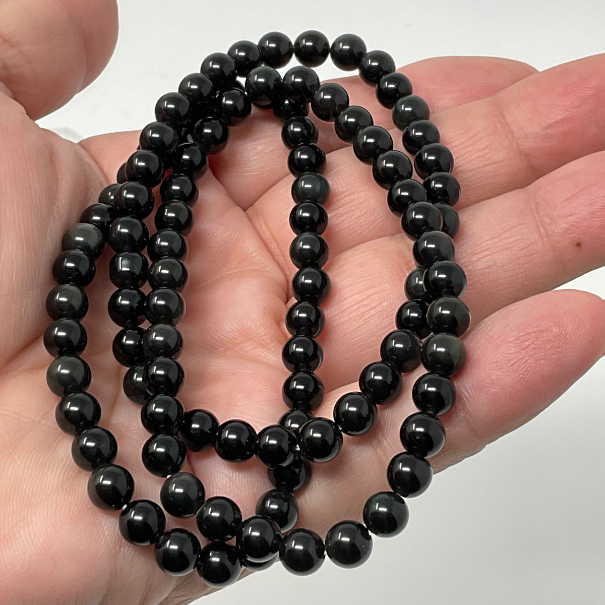 Black Agate 6mm Round Bracelet