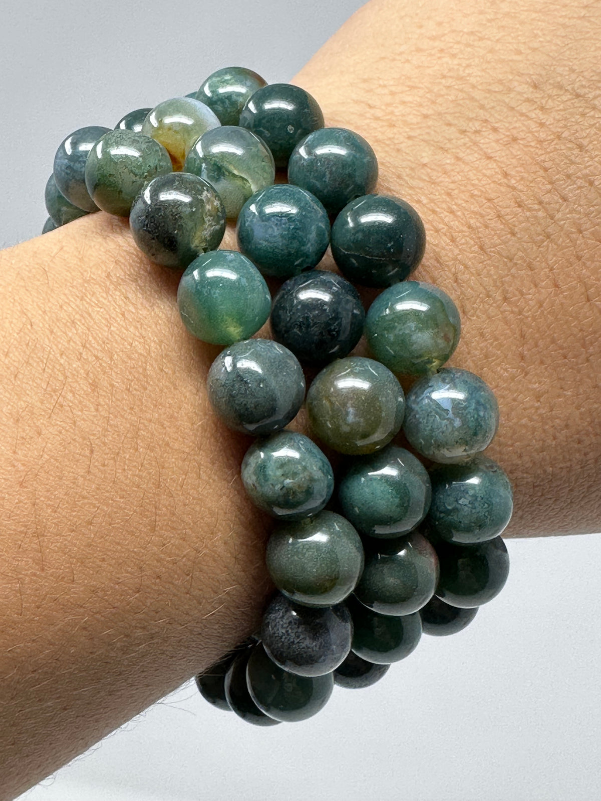 Moss Agate 10mm Round Bracelet