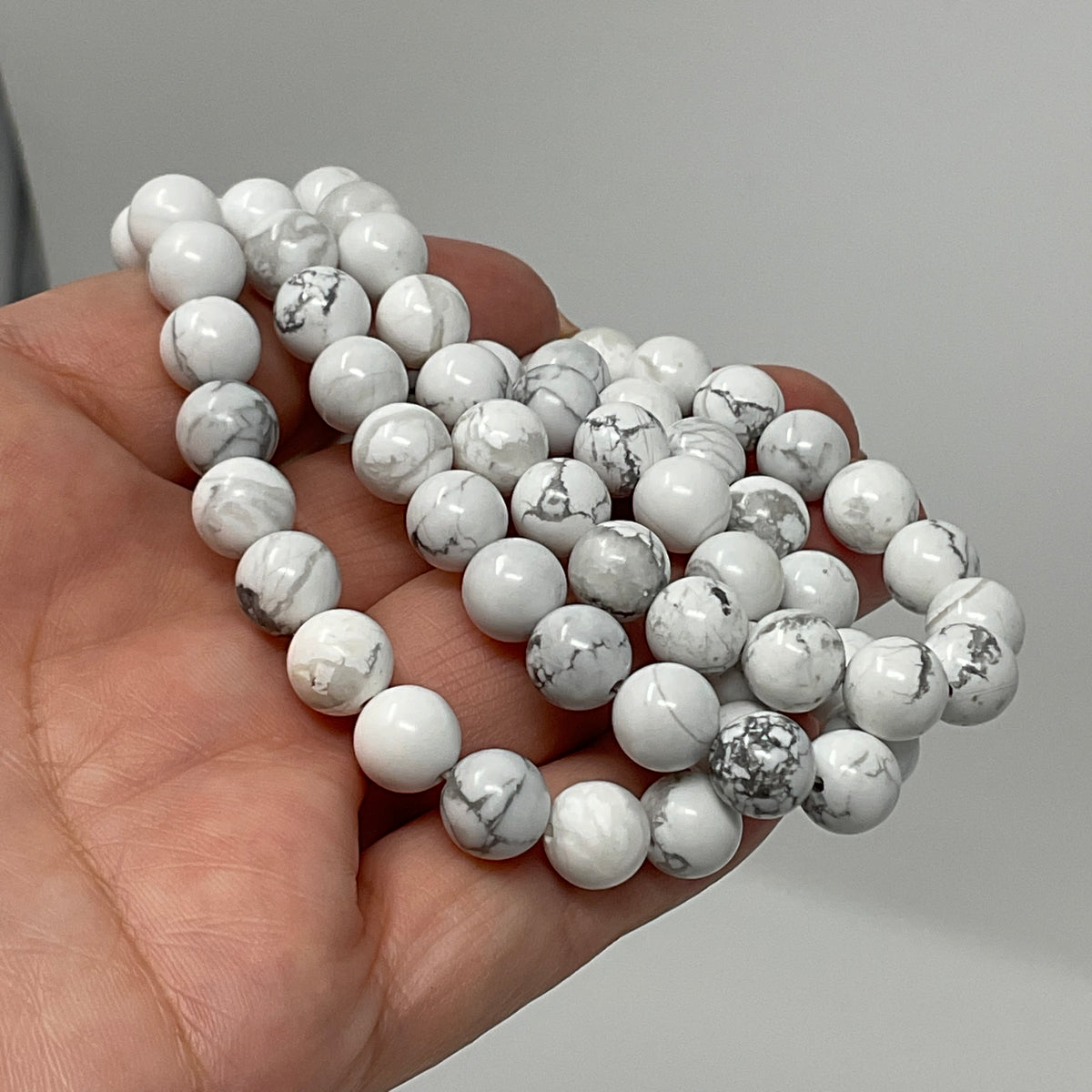 White Howlite 8mm Round Bracelet