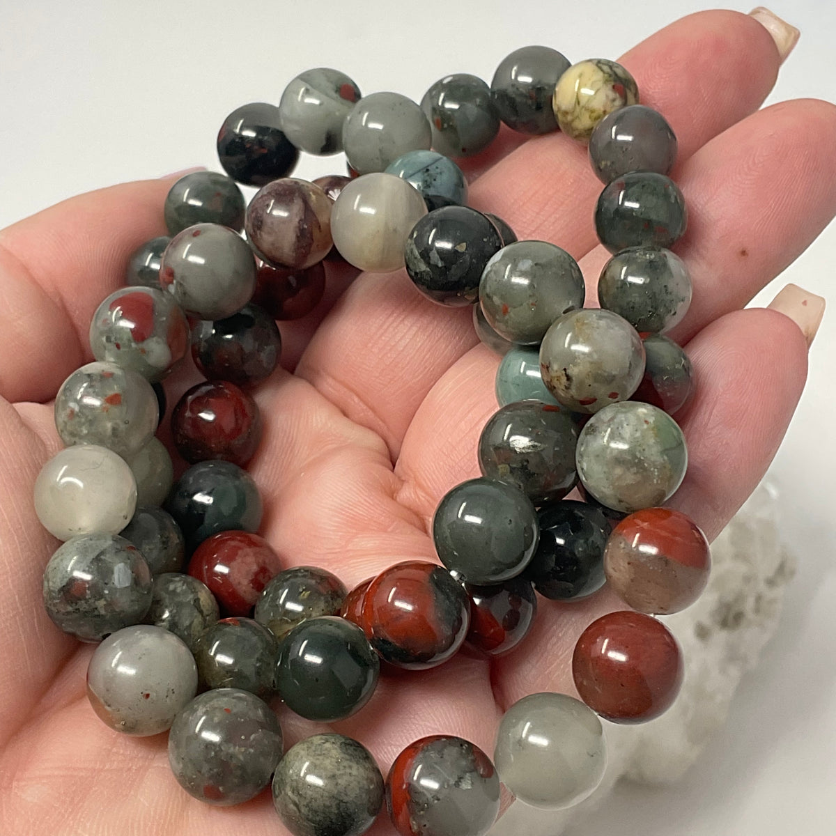 Bloodstone 10mm Round Bracelet