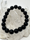 Black Agate Matte Finish 10mm Round Bracelet - WorldWideMinerals-beads