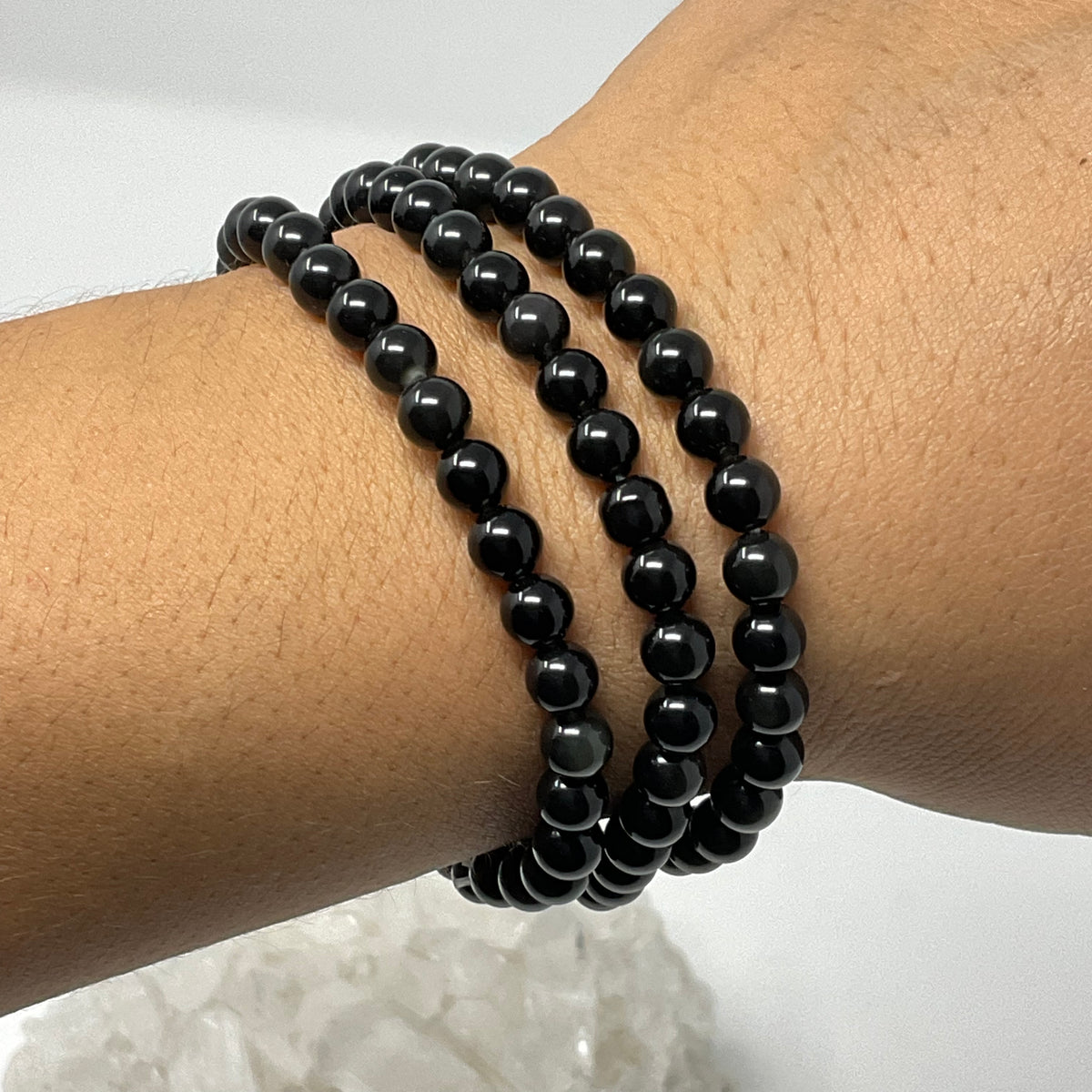 Black Agate 6mm Round Bracelet