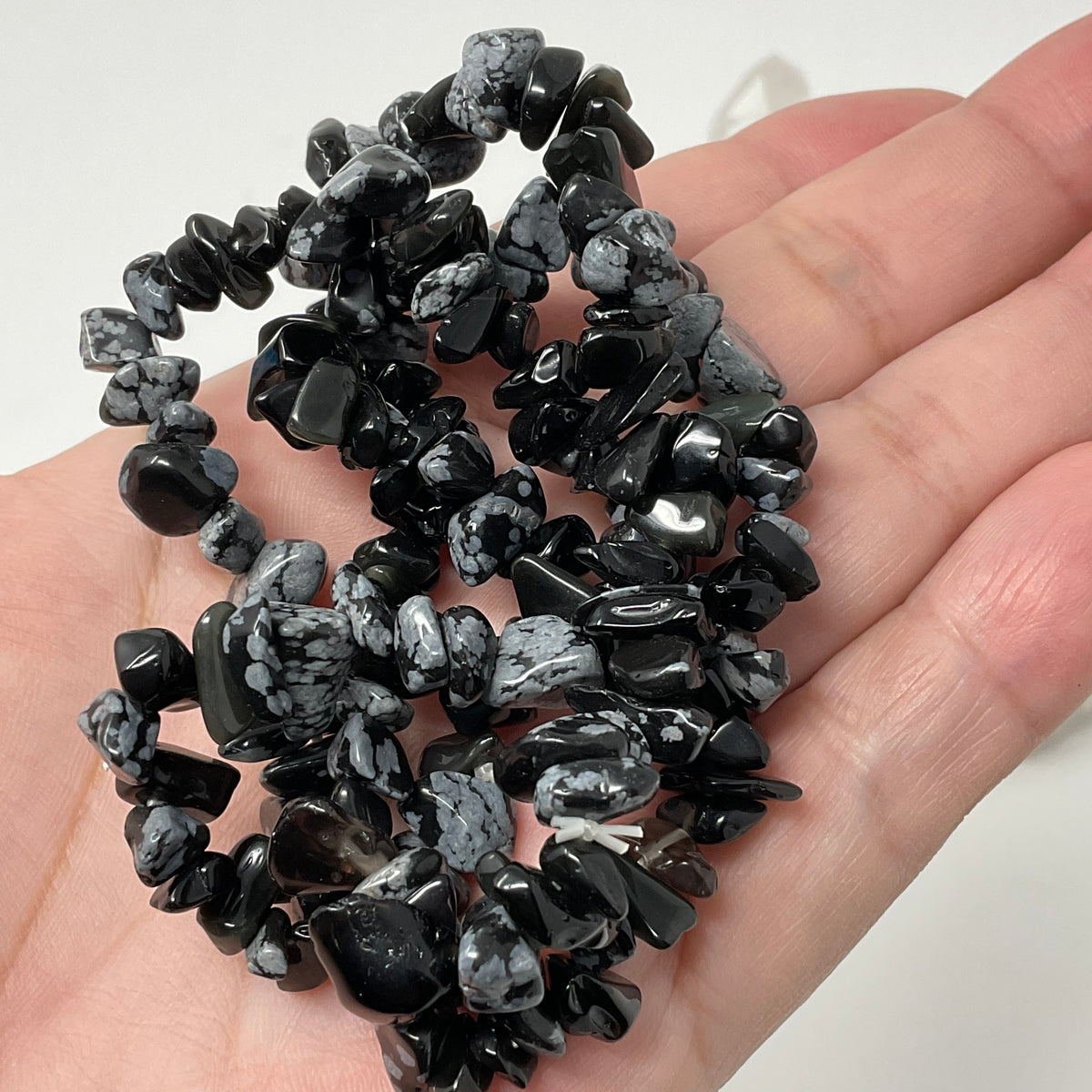 Snowflake Obsidian Chip Bracelet