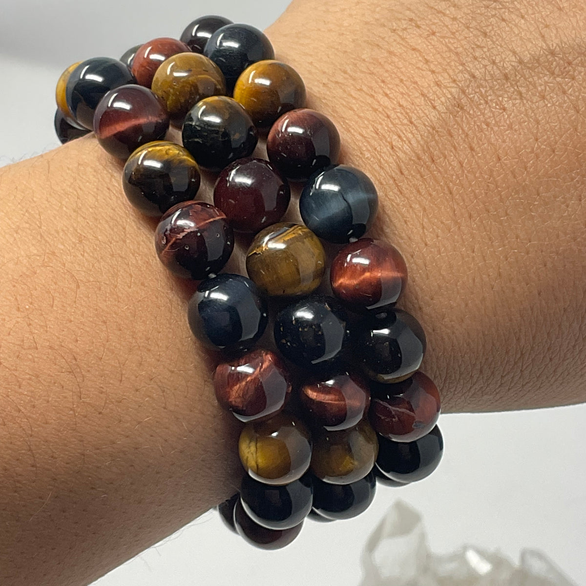 Multi-Color Tiger Eye 10mm Round Bracelet